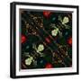 Art Nouveau Ornamental Vintage Pattern in Green and Red Colors-Irina QQQ-Framed Art Print