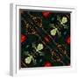 Art Nouveau Ornamental Vintage Pattern in Green and Red Colors-Irina QQQ-Framed Art Print