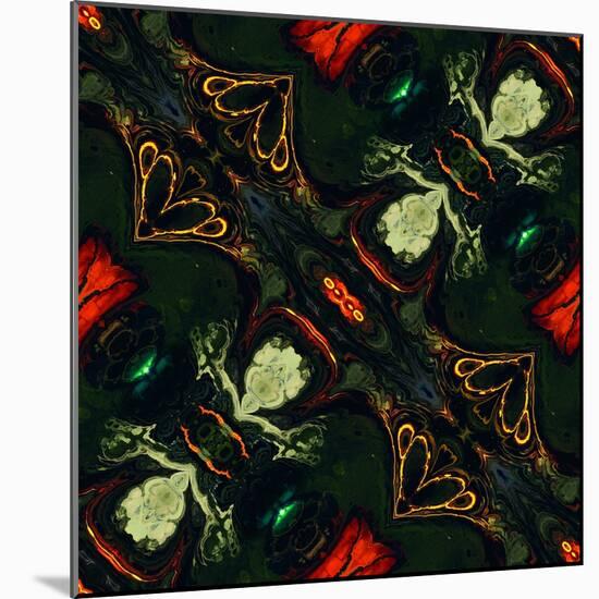 Art Nouveau Ornamental Vintage Pattern in Green and Red Colors-Irina QQQ-Mounted Art Print