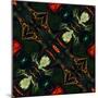 Art Nouveau Ornamental Vintage Pattern in Green and Red Colors-Irina QQQ-Mounted Art Print