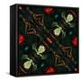 Art Nouveau Ornamental Vintage Pattern in Green and Red Colors-Irina QQQ-Framed Stretched Canvas