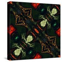 Art Nouveau Ornamental Vintage Pattern in Green and Red Colors-Irina QQQ-Stretched Canvas