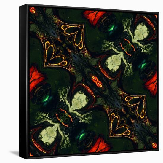 Art Nouveau Ornamental Vintage Pattern in Green and Red Colors-Irina QQQ-Framed Stretched Canvas