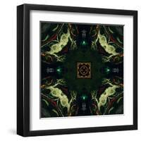 Art Nouveau Ornamental Vintage Pattern in Green and Red Colors-Irina QQQ-Framed Art Print