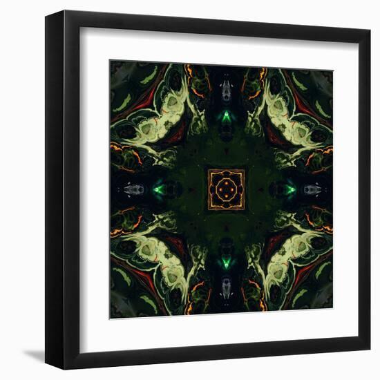 Art Nouveau Ornamental Vintage Pattern in Green and Red Colors-Irina QQQ-Framed Art Print