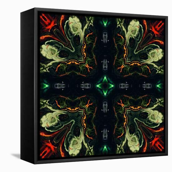 Art Nouveau Ornamental Vintage Pattern in Green and Red Colors-Irina QQQ-Framed Stretched Canvas