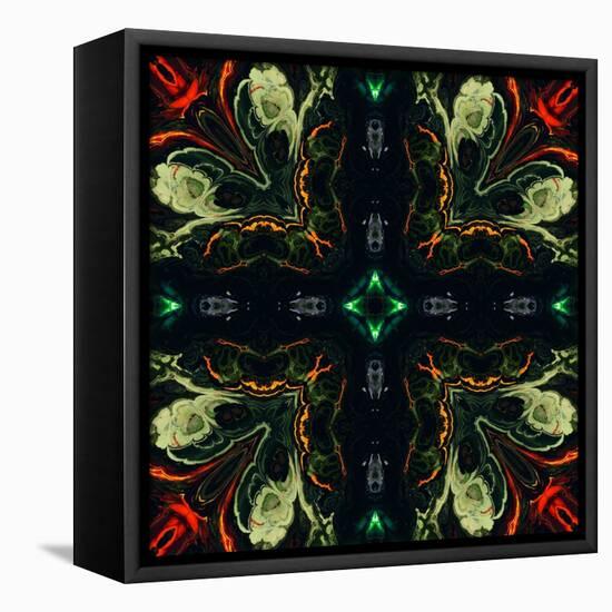 Art Nouveau Ornamental Vintage Pattern in Green and Red Colors-Irina QQQ-Framed Stretched Canvas