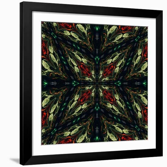 Art Nouveau Ornamental Vintage Pattern in Green and Red Colors-Irina QQQ-Framed Art Print