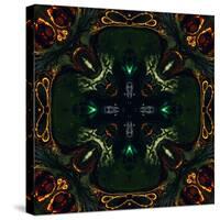 Art Nouveau Ornamental Vintage Pattern in Green and Red Colors-Irina QQQ-Stretched Canvas