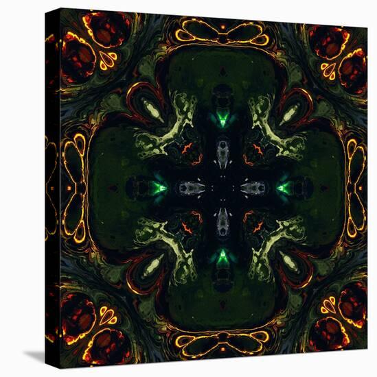 Art Nouveau Ornamental Vintage Pattern in Green and Red Colors-Irina QQQ-Stretched Canvas