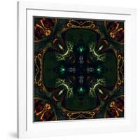 Art Nouveau Ornamental Vintage Pattern in Green and Red Colors-Irina QQQ-Framed Art Print