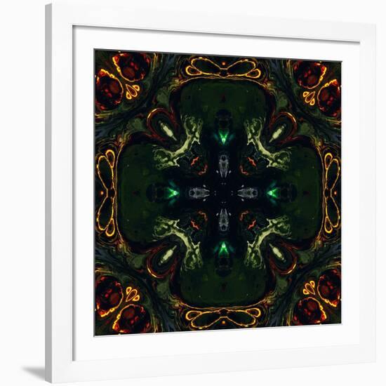 Art Nouveau Ornamental Vintage Pattern in Green and Red Colors-Irina QQQ-Framed Art Print