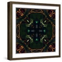 Art Nouveau Ornamental Vintage Pattern in Green and Red Colors-Irina QQQ-Framed Art Print