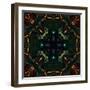 Art Nouveau Ornamental Vintage Pattern in Green and Red Colors-Irina QQQ-Framed Art Print