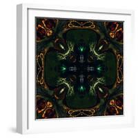 Art Nouveau Ornamental Vintage Pattern in Green and Red Colors-Irina QQQ-Framed Art Print