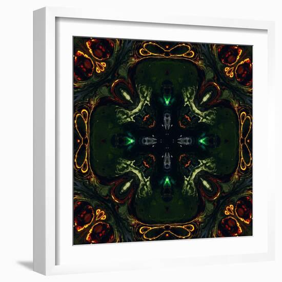 Art Nouveau Ornamental Vintage Pattern in Green and Red Colors-Irina QQQ-Framed Art Print