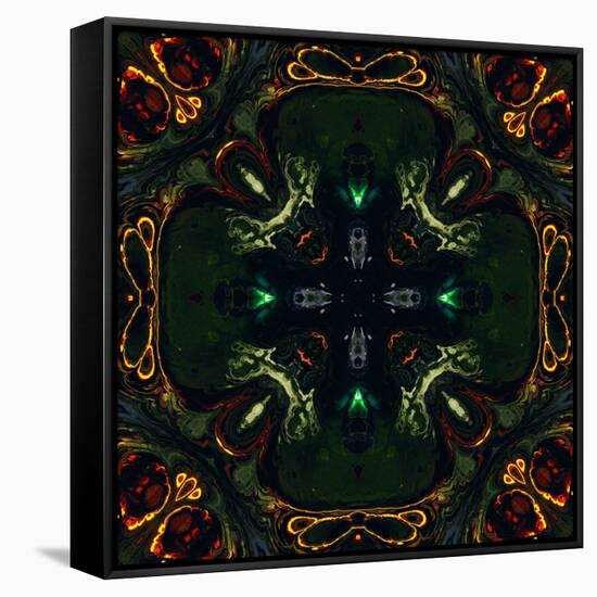 Art Nouveau Ornamental Vintage Pattern in Green and Red Colors-Irina QQQ-Framed Stretched Canvas