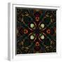 Art Nouveau Ornamental Vintage Pattern in Green and Red Colors-Irina QQQ-Framed Art Print