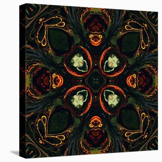 Art Nouveau Ornamental Vintage Pattern in Green and Red Colors-Irina QQQ-Stretched Canvas