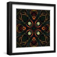 Art Nouveau Ornamental Vintage Pattern in Green and Red Colors-Irina QQQ-Framed Art Print