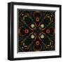 Art Nouveau Ornamental Vintage Pattern in Green and Red Colors-Irina QQQ-Framed Art Print