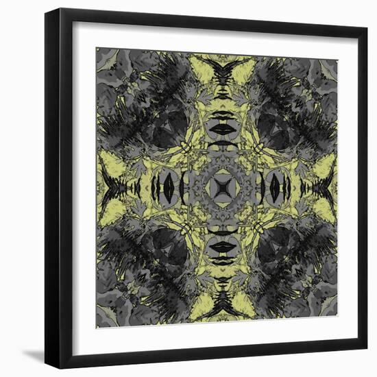 Art Nouveau Ornamental Vintage Pattern in Yellow and Grey Colors-Irina QQQ-Framed Art Print