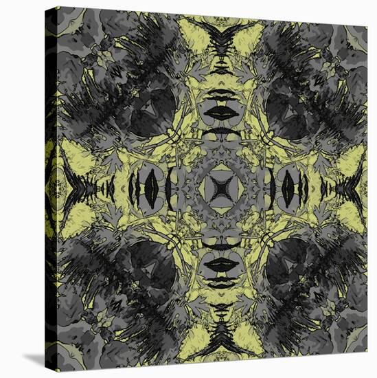 Art Nouveau Ornamental Vintage Pattern in Yellow and Grey Colors-Irina QQQ-Stretched Canvas
