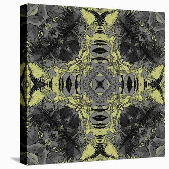 Art Nouveau Ornamental Vintage Pattern in Yellow and Grey Colors-Irina QQQ-Stretched Canvas