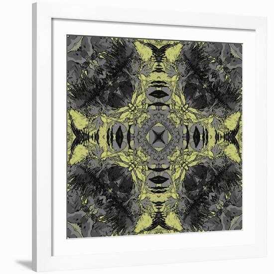 Art Nouveau Ornamental Vintage Pattern in Yellow and Grey Colors-Irina QQQ-Framed Art Print