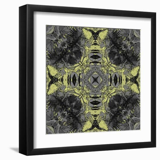 Art Nouveau Ornamental Vintage Pattern in Yellow and Grey Colors-Irina QQQ-Framed Art Print