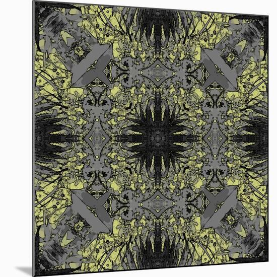 Art Nouveau Ornamental Vintage Pattern in Yellow and Grey Colors-Irina QQQ-Mounted Art Print