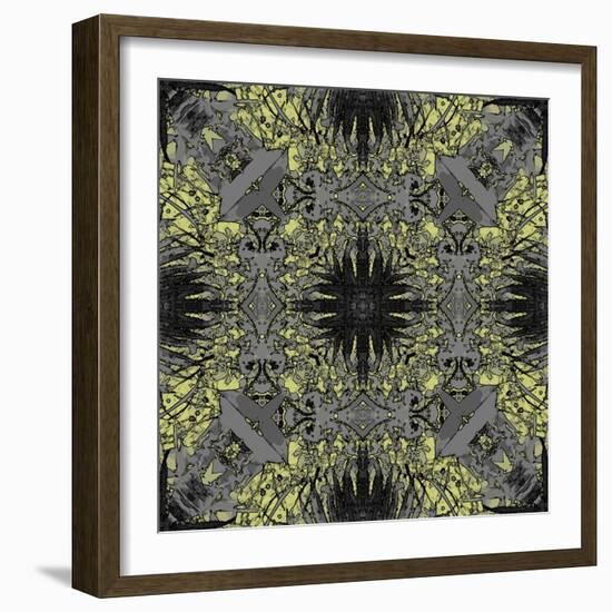 Art Nouveau Ornamental Vintage Pattern in Yellow and Grey Colors-Irina QQQ-Framed Art Print