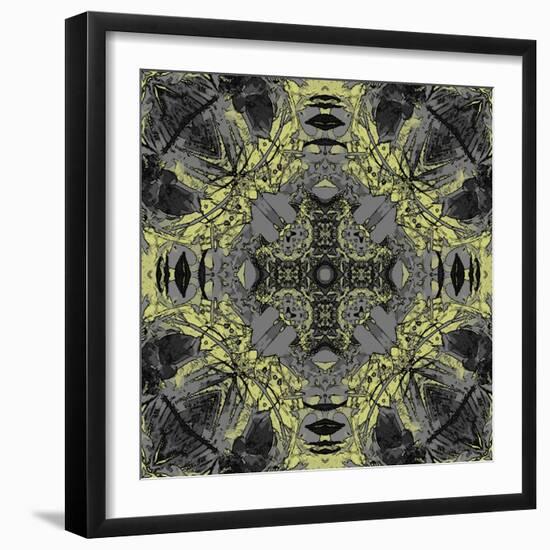 Art Nouveau Ornamental Vintage Pattern in Yellow and Grey Colors-Irina QQQ-Framed Art Print