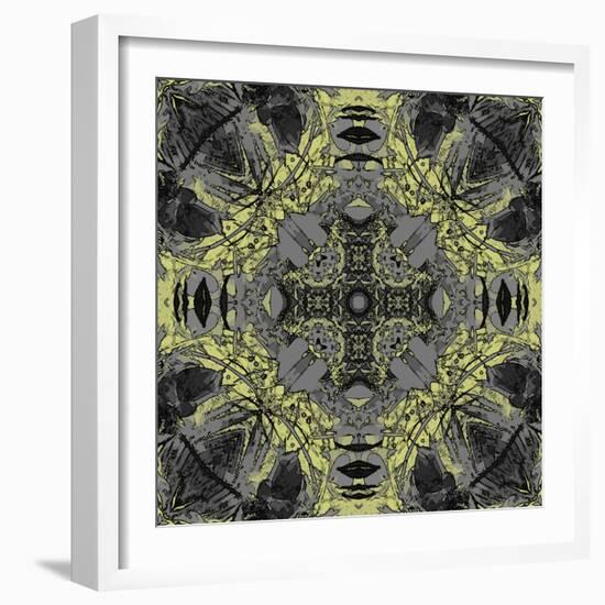 Art Nouveau Ornamental Vintage Pattern in Yellow and Grey Colors-Irina QQQ-Framed Art Print