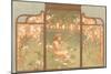 Art Nouveau Screen with Faun Playing Pipes-null-Mounted Art Print