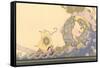 Art Nouveau Ship on Fanciful Sea-null-Framed Stretched Canvas