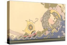 Art Nouveau Ship on Fanciful Sea-Found Image Holdings Inc-Stretched Canvas
