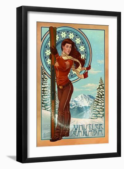 Art Nouveau Skier - Whistler, Canada-Lantern Press-Framed Art Print