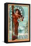 Art Nouveau Skier - Whistler, Canada-Lantern Press-Framed Stretched Canvas