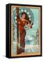 Art Nouveau Skier-Lantern Press-Framed Stretched Canvas