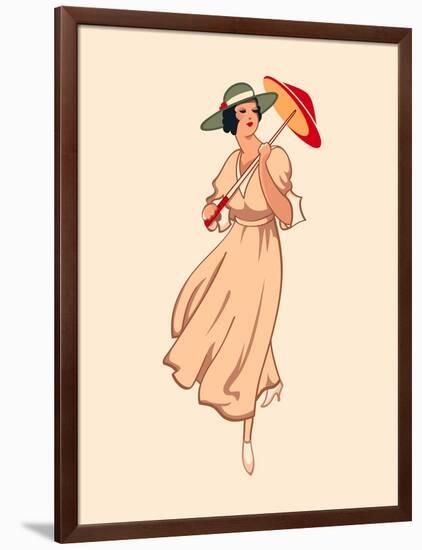 Art Nouveau Spring Fashion Girl with Umbrella-sahuad-Framed Art Print