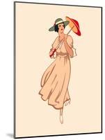 Art Nouveau Spring Fashion Girl with Umbrella-sahuad-Mounted Art Print