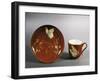Art Nouveau Style Coffee Cup with Saucer Decorated with Butterfly on Red Ground, Circa 1885-Eugene Schopin-Framed Giclee Print