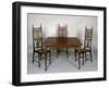 Art Nouveau Style Dining Room Table and Chairs, 1902-Carlo Zen-Framed Giclee Print