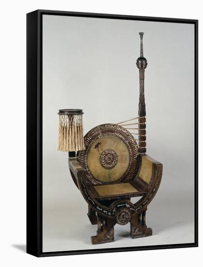 Art Nouveau Style Throne Chair with Asymmetrical Decoration-Carlo Bugatti-Framed Stretched Canvas