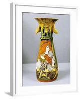 Art Nouveau Style Vase Decorated with Female Figure, Majolica-null-Framed Giclee Print