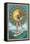 Art Nouveau Surfer Girl-Lantern Press-Framed Stretched Canvas