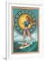 Art Nouveau Surfer Girl-Lantern Press-Framed Art Print