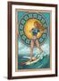 Art Nouveau Surfer Girl-Lantern Press-Framed Art Print