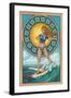 Art Nouveau Surfer Girl-Lantern Press-Framed Art Print